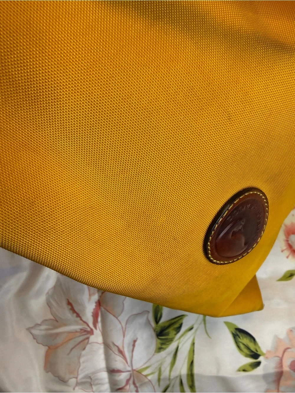 Dooney & Bourke Euc Yellow Canvas Drawstring Bucket Bag
